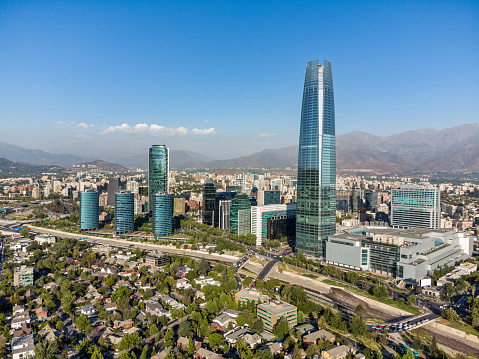Aerial view of Santiago de Chile financial district