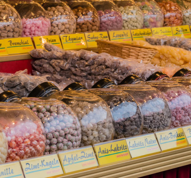 istock Sweets with german Names in Market Stall 1289618230