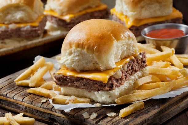 istock The Original Pan Baked Cheese Burger Sliders with Fried Onions on Soft Dinner Rolls 1289618713