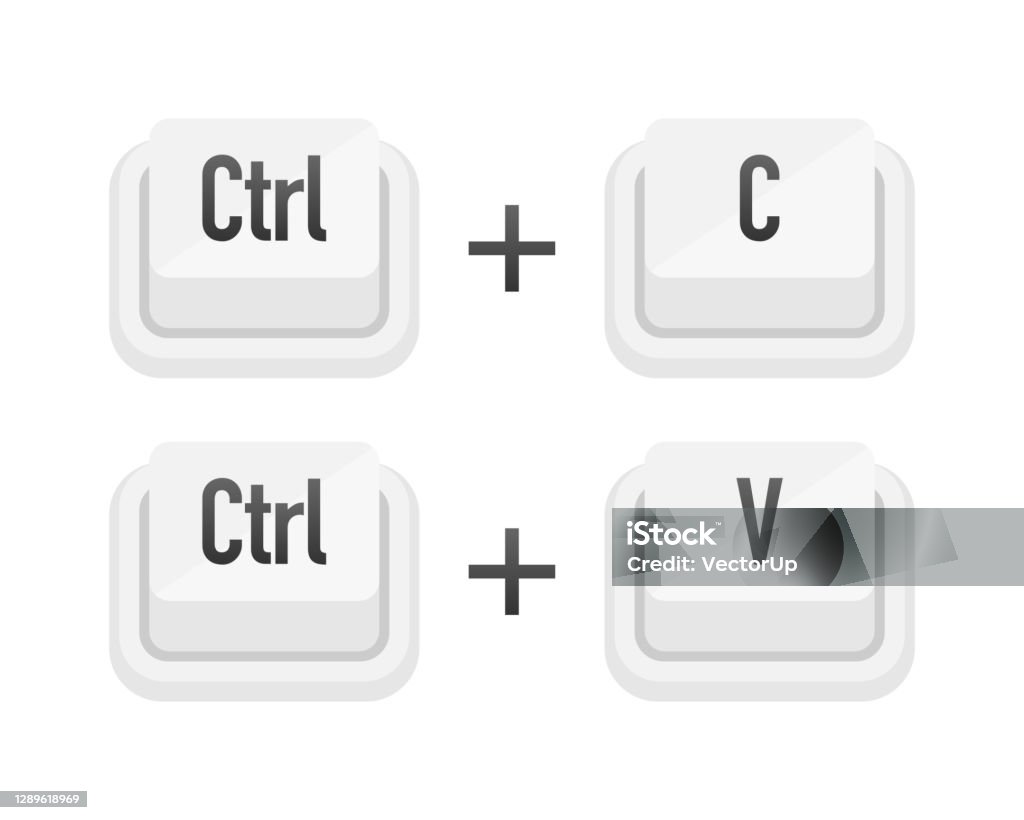 Ctrl Plus C And Ctrl Plus V White 3d Button On White Background ...
