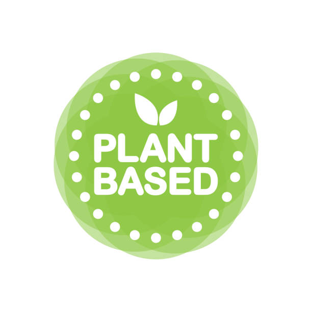 Plant based green stamp in flat style on white background. Vector illustration. vector art illustration