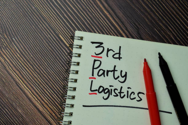 3rd party logistics write on a book isolated on office desk. - third party imagens e fotografias de stock