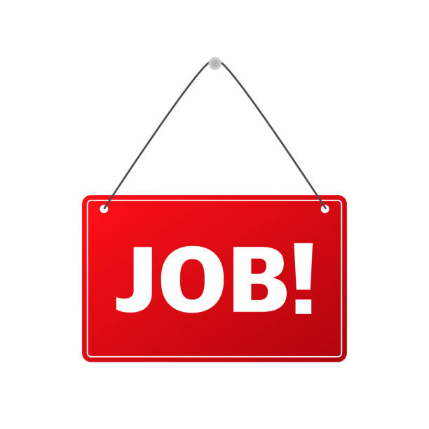 istock Job red business banner on door. Vector illustration. 1289624687