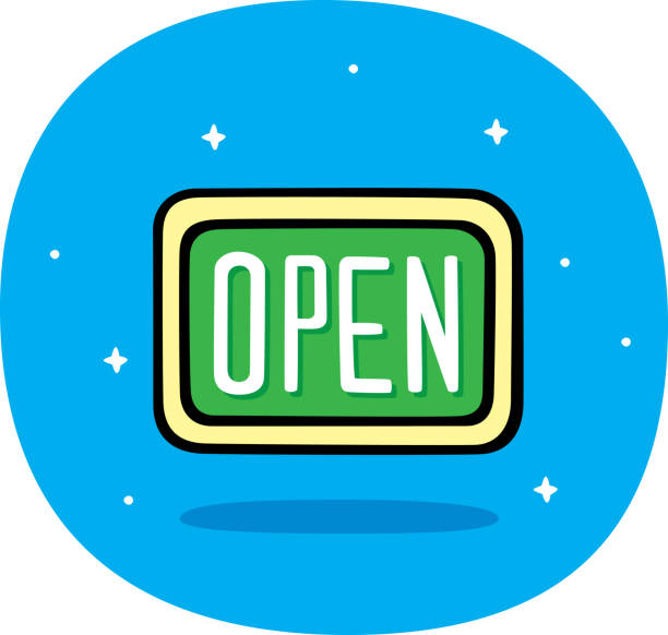 40+ Shop Window Open Sign Stock Illustrations, Royalty-Free Vector ...