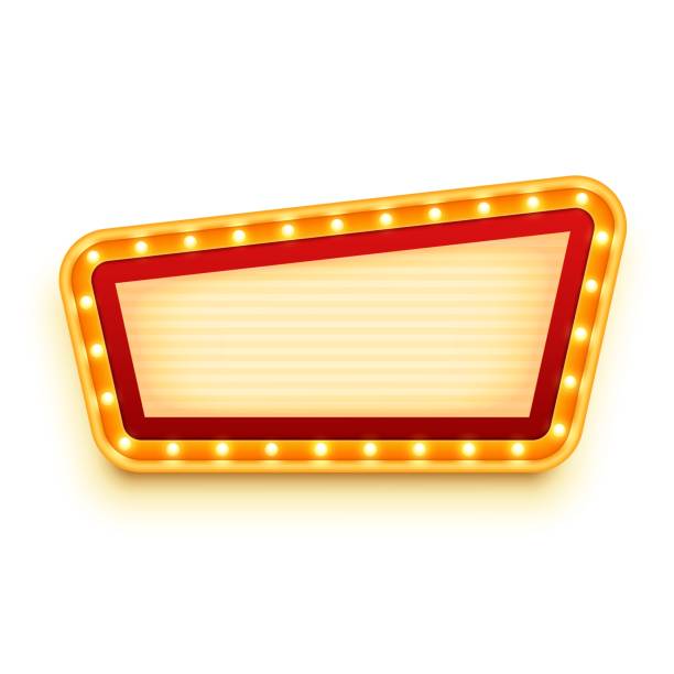 istock Vintage signboard with glowing bulbs. Wall sign with marquee lights. Retro billboard with light bulbs. 1289626850