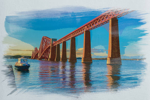 istock Watercolor painting of Forth Road bridge in Edinburgh 1289635828