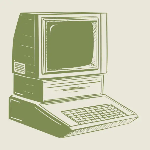 Vector illustration of Illustration of a retro personal computer