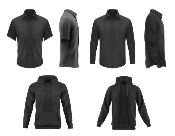 istock Men clothes vector tshirt, hoodie and shirts set 1289638922