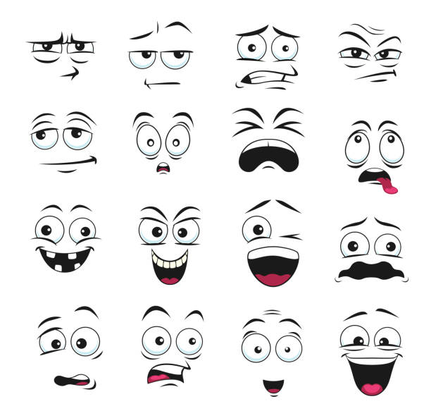 ilustrações de stock, clip art, desenhos animados e ícones de face expression isolated vector emoticons icons - smirking