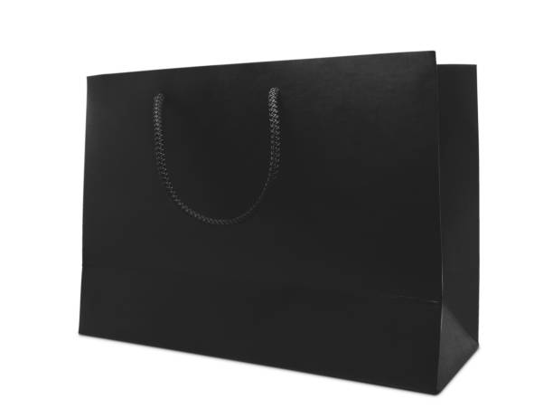 Profile view of black paper bag mockup