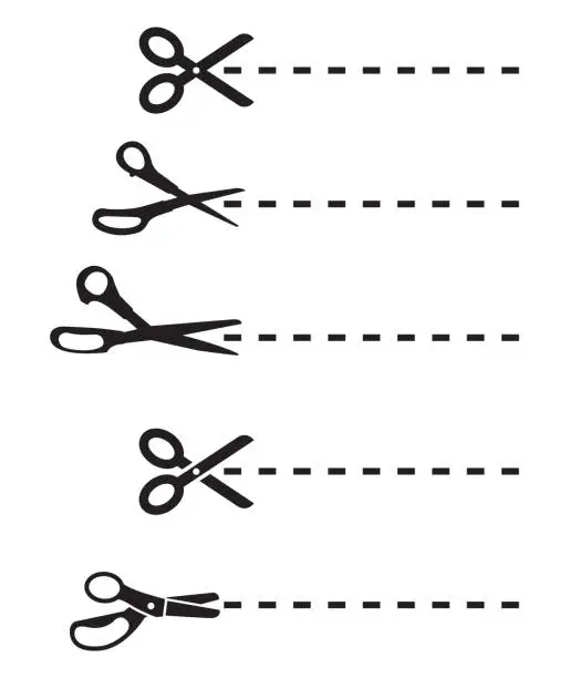 Vector illustration of Scissors Cutting Lines
