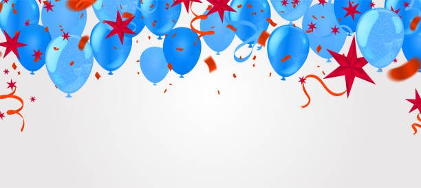 illustrazioni stock, clip art, cartoni animati e icone di tendenza di immagine di sfondo per celebrare palloncini e anniversari blu, da utilizzare a capodanno, da utilizzare come cartoline per creare biglietti d'auguri. - venice film festival