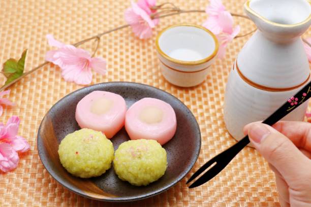 istock Japanese sweets for spring. Cherry blossoms and rape blossoms. 1289650413