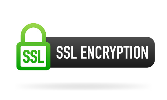 SSL encryption label. Secure banner. Vector illustration