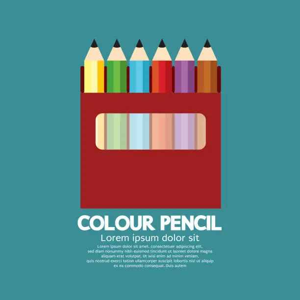 Vector illustration of Colour Pencils in The Box Symbol Icon Vector Illustration.