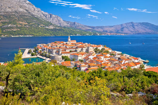 istock Historic town of Korcula panoramic view 1289659290