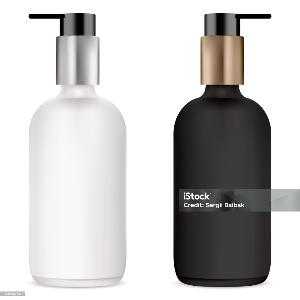 Ilustración de Botella De Bomba Para Suero Cosmético Maqueta Blanca Y Negra  y más Vectores Libres de Derechos de Maquillaje - iStock