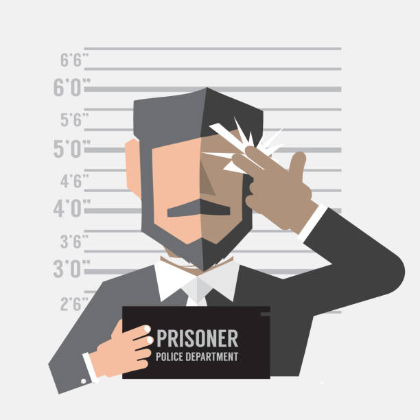 istock Prisoner Man Death Penalty Hand Gun Sign Concept Vector Illustration. 1289665944