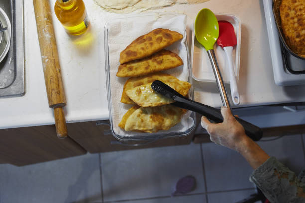 istock Curd and green onion leaves in Toasted Dough 1289669393