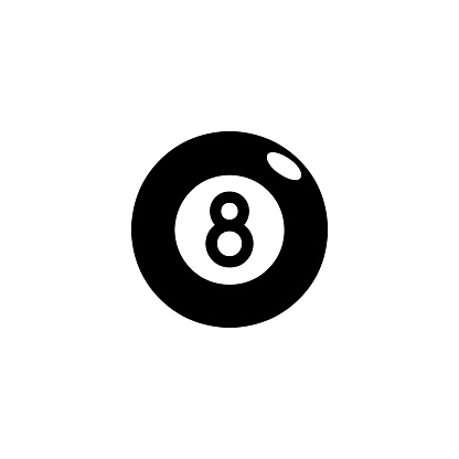 Pool 8 Ball vector icon. Isolated Billiard Sport Ball flat emoji, emoticon symbol - Vector
