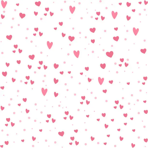 Vector illustration of Vector seamless pattern with little hearts. Repeating background with Saint Valentine day symbols. Playful February holiday texture with love concept