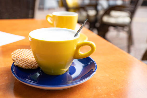 coffee with Dutch caramel cookie (stroopwafel_