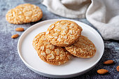 Cookies with almond with glass of milk