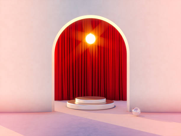 istock Winter Christmas scene with a podium backdrop for product display. 1289693085