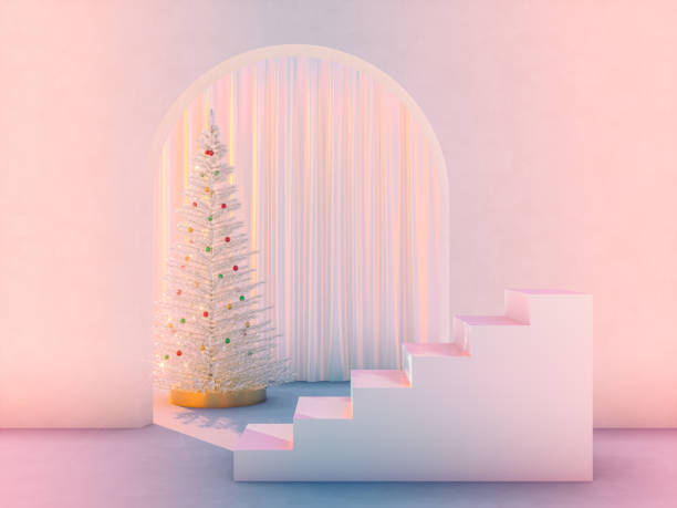istock Winter Christmas scene with a podium backdrop for product display. 1289693127