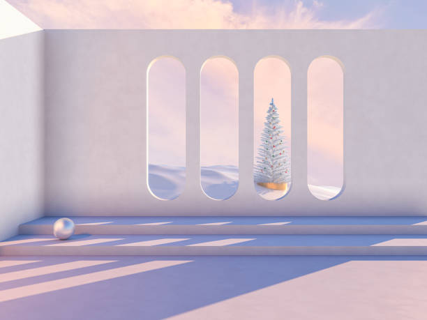 istock Winter Christmas scene with a podium backdrop for product display. 1289693137