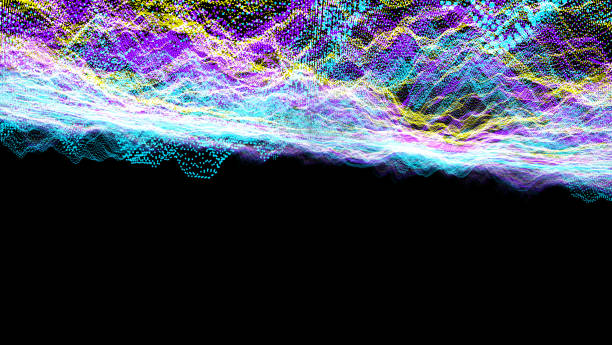 istock Futuristic abstract blur technology magenta purple blue yellow waveform ball oscillation slope upside down 1289699641