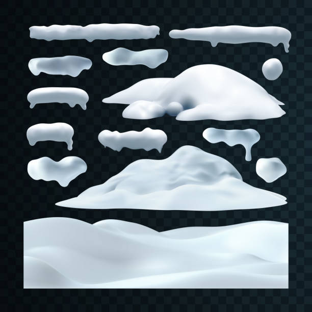 istock Vector set of snow caps, snowball and snowdrift 1289701208