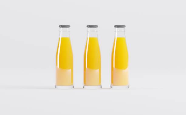 istock Orange Juice Bottles Mockup 3D Render 1289701300