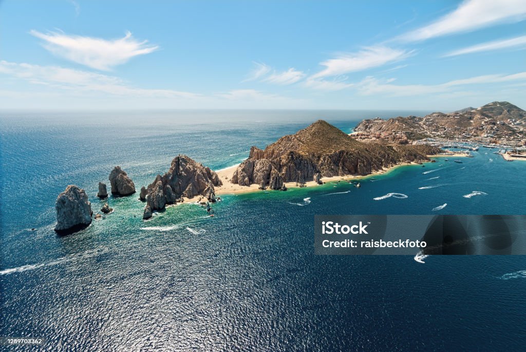Land's End in Cabo San Lucas, Mexico Land's End in Cabo San Lucas, Mexico is the very tip of the Baja Peninsula. Cabo is a well-known tourist destination and popular with vacationers from the US and Canada. Mexico Stock Photo