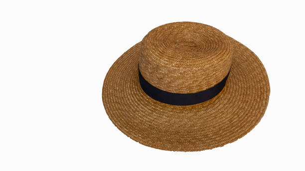 istock Vintage straw hat for men isolated on white background 1289703841