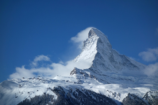 The Matterhorn in Switzerland photographed on a glorious winter's day