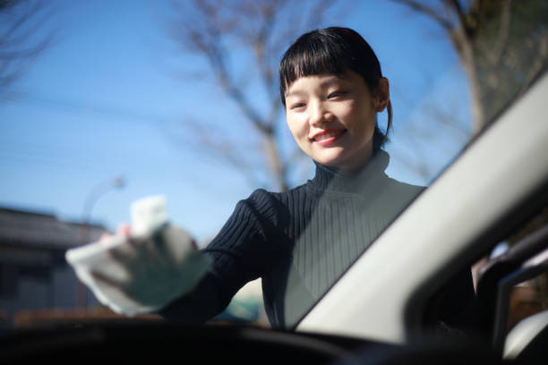 istock Woman wiping the windshield 1289712427
