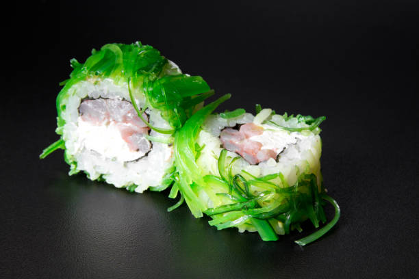 Sushi rolls with Chuka and shrimp