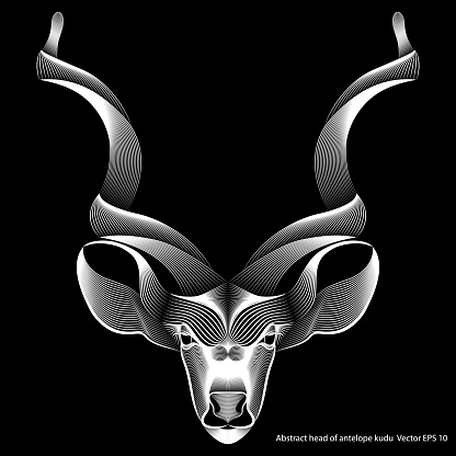 Abstract Head Of Kudu Antelope On Black Background Line Art Optical  Illusion Stock Illustration - Download Image Now - iStock