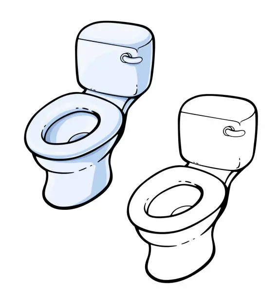 Vector illustration of Toilet bowl. Ceramic equipment for closet. Vector illustration.