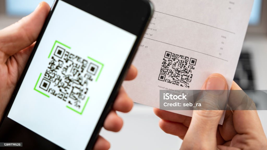 Scanning QR code with mobile phone QR Code Stock Photo