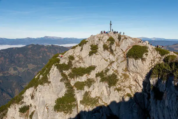 Peak of Hochlantsch in Styria, Austria, and mountain range in the background