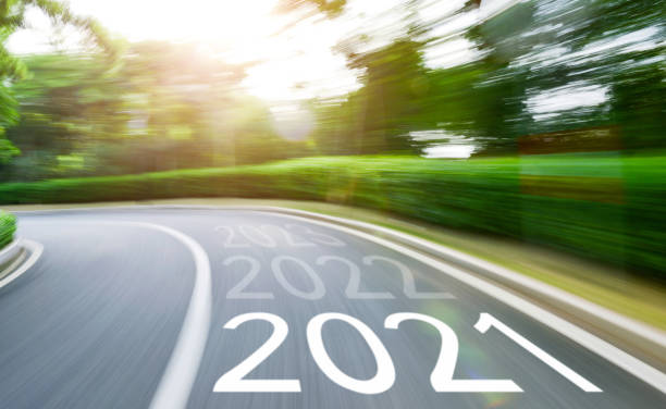istock Blurred road with Number 2021, 2022, 2023 in motion blur 1289724558