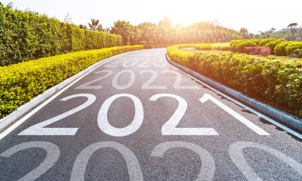 istock Empty asphalt road with Number 2020, 2021, 2022 1289724572