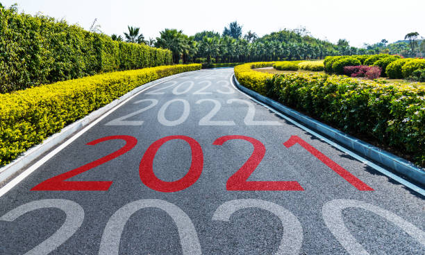 istock Empty asphalt road with Number 2020, 2021, 2022 1289724647