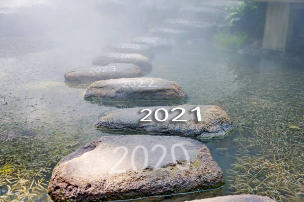 istock Number 2020, 2021, 2022 on stepping stones 1289725249