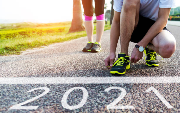 istock Number 2021 on asphalt road in ready 1289726415
