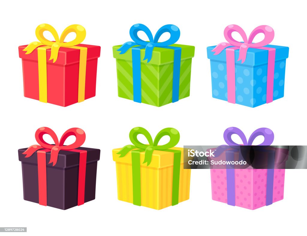 Cartoon Gift Boxes Set Stock Illustration - Download Image Now - Gift,  Three Dimensional, Wrapped - iStock