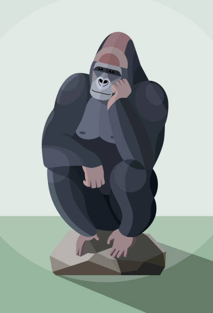 illustrazioni stock, clip art, cartoni animati e icone di tendenza di gorilla rimuginante - primacy