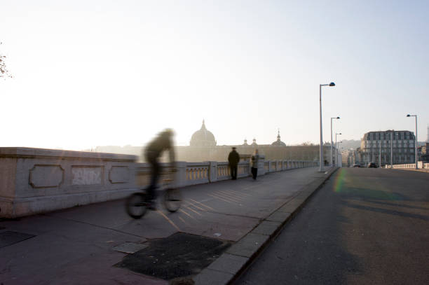 istock Some blurry passers-by on the  Bridge 1289734540